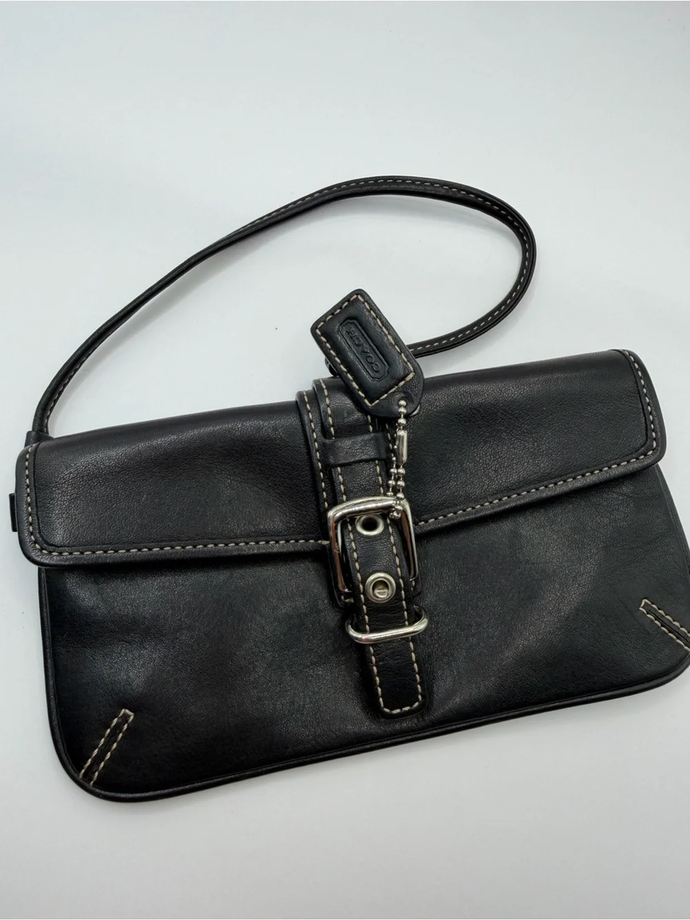 Coach | Bags | Coach Soho Black Leather Buckle Wristlet Clutch Y2k 